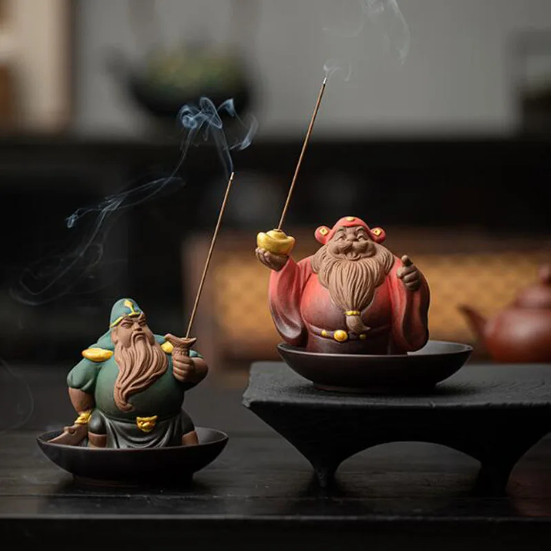 Porcelain Guan Gong Guan Yu Stick Incense Holder Household Indoor Aromatherapy Burner Chan Fragrance Censer Home Decor