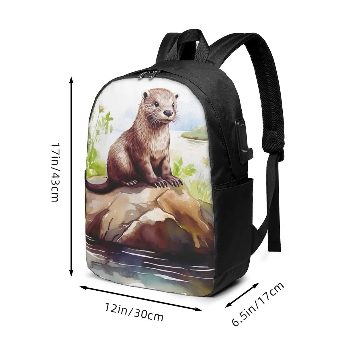 Otter Happily Playing In Water Backpack Travel Notebook Bag Computer College Student School Bag Laptop Shoulder Bags Men Women