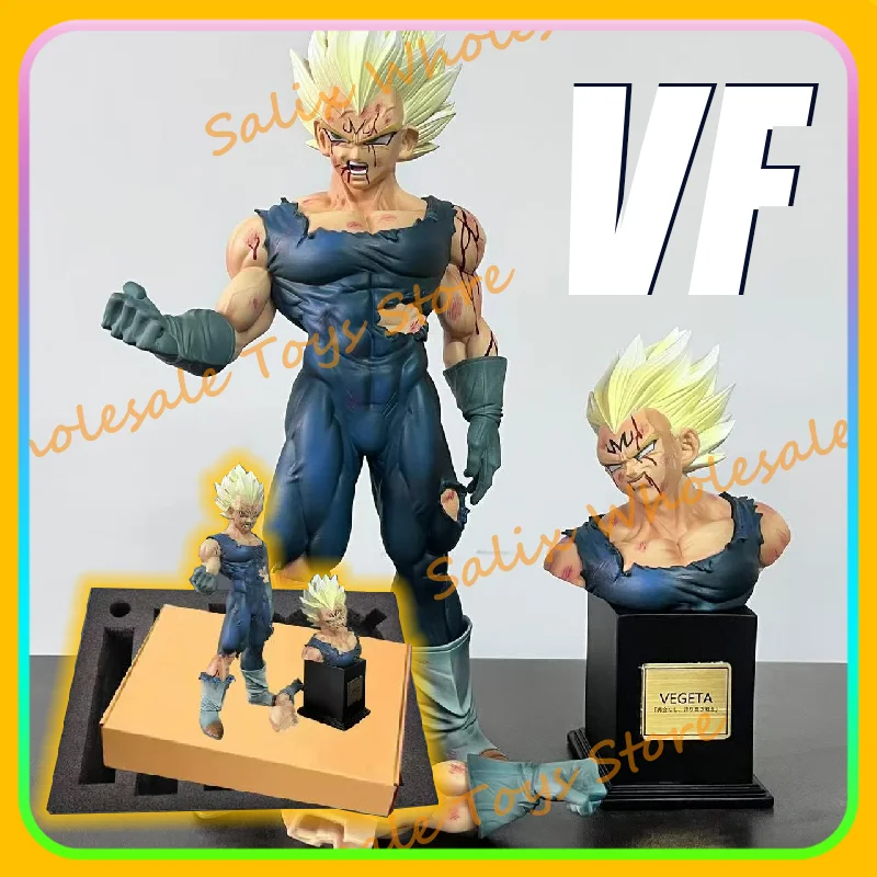 

In Stock VF 28cm Dragon Ball Z Majin Vegeta Goodbye Vegeta Double Head Sculpture With Head Base Anime Figure Collectible Toys