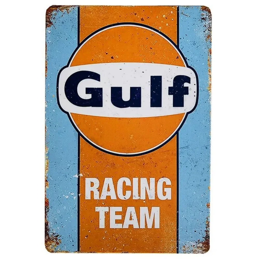 Decoração retrô de bar e garagem – Esso Gulf Camel Racing, placas de pôster de óleo de motor para arte de parede Man Cave & Club