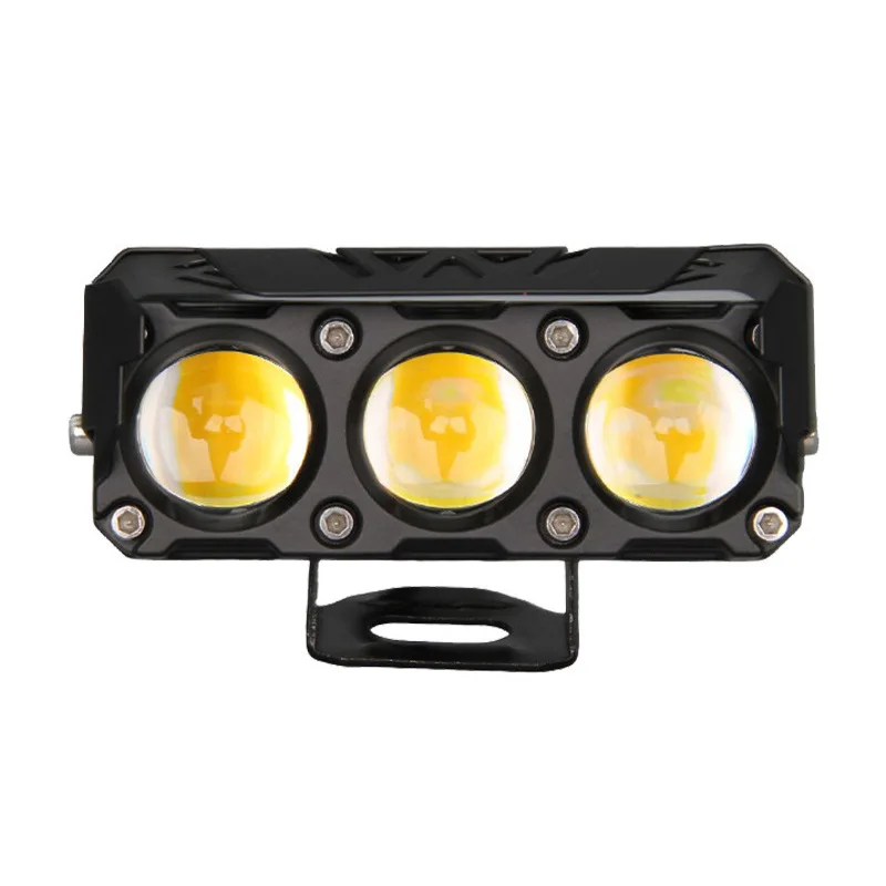 

Tri-Eye Dual-Color LED Motorcycle Spotlight Hi/Lo Beam Auxiliary Road Light Ultra Bright Exterior LED Lights Car Accessories
