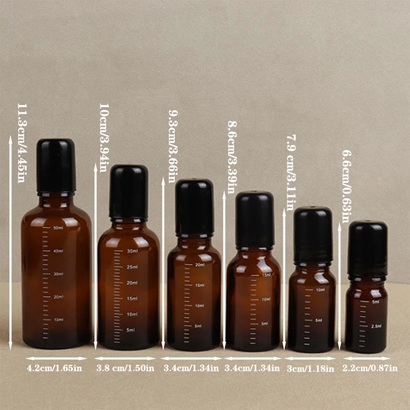 1szt 5ml 10ml 15ml 20ml 30ml 50ml Puste brązowe butelki szklane Roller Ball do perfum Olejki eteryczne Płynne substancje