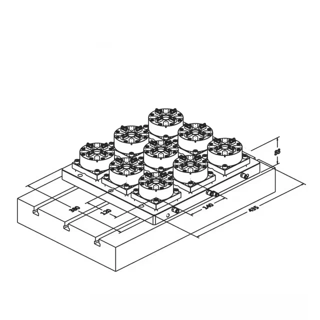 9-Center Pneumatic Lathe Chuck 3A-100927, Specialized Fixture for CNC Turning Center and Machining