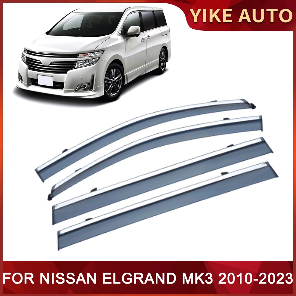 For Nissan ELGRAND MK3 E52 2010-2023 Car Window Sun Rain Shade Visors Shield Shelter Protector Cover Trim Frame Sticker