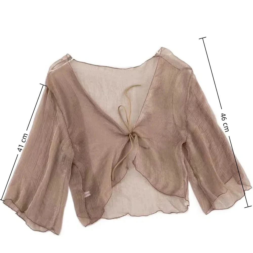 Summer Crinkle Women Cardigan Loose Chiffon Thin Section Top See Through Transparent Short Shawl Small Jacket view 6