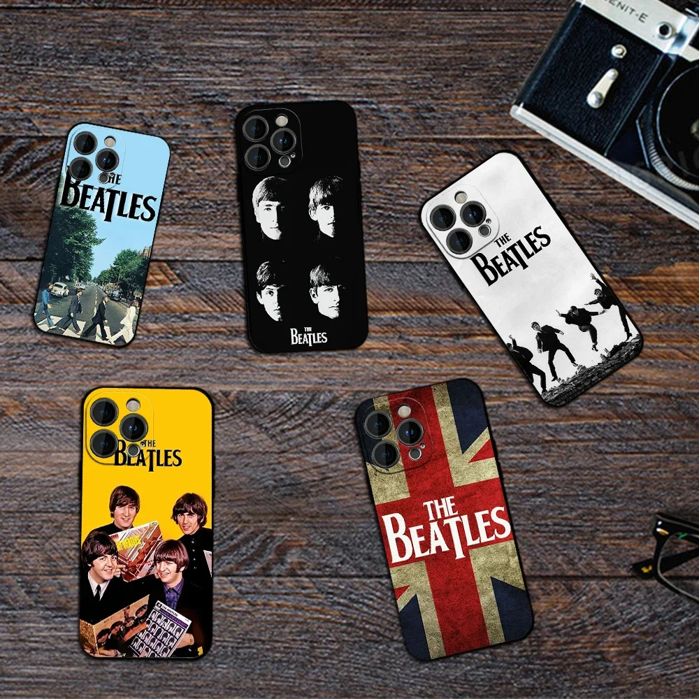 T-The Abbey Road B-Beatles Phone Case for iPhone 12 11 13 14 15 16 Max Pro Plus Black Soft Silicone Cover