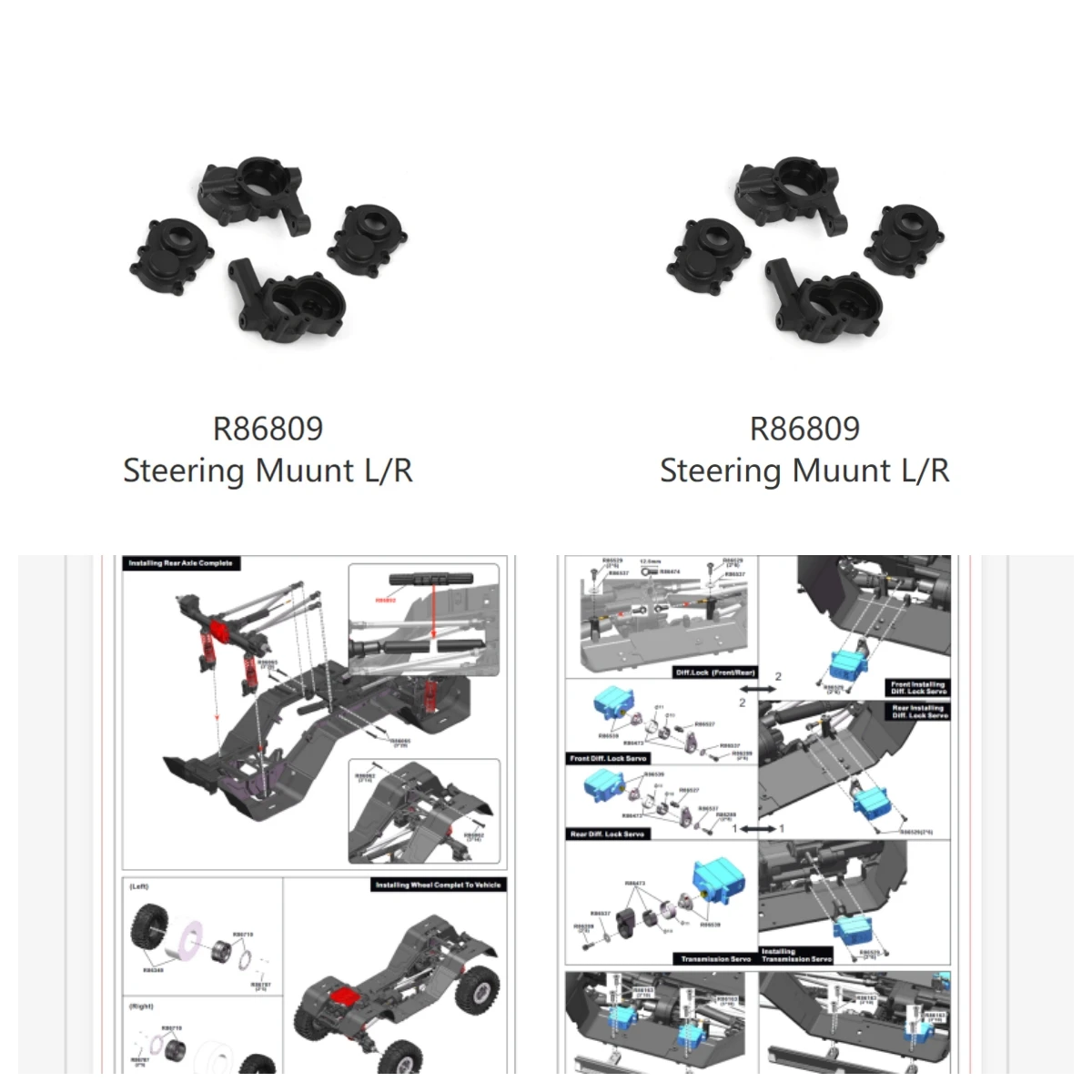 Accesorios RGT R86809 soporte de dirección L/R caja de montaje de dirección (nylon) para coche modelo EX86170PRO Challenger 1/10 2,4 GHz 4WD