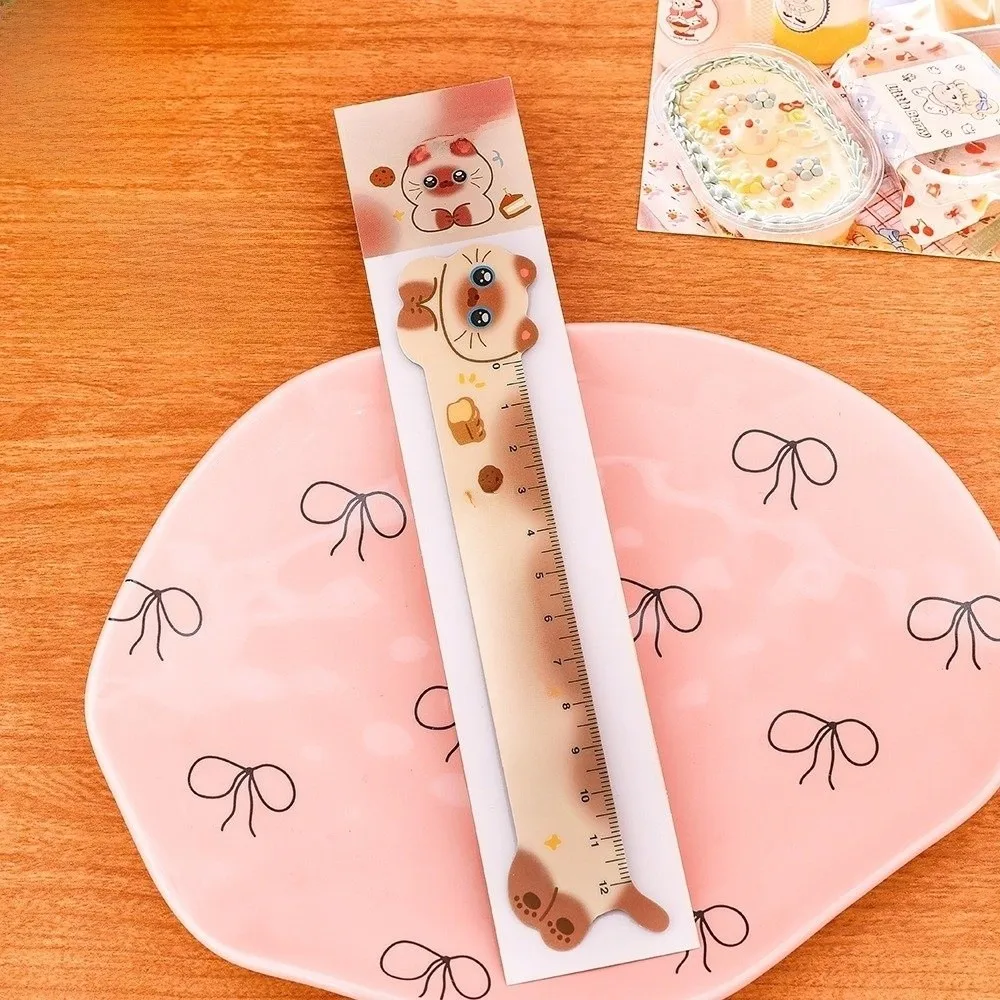 12cm Cartoon Cat Magnetic Ruler Magnetic Irregular Shape Kawaii Stationery Ruler Cartoon Cat Pattern Kawaii Cute Design