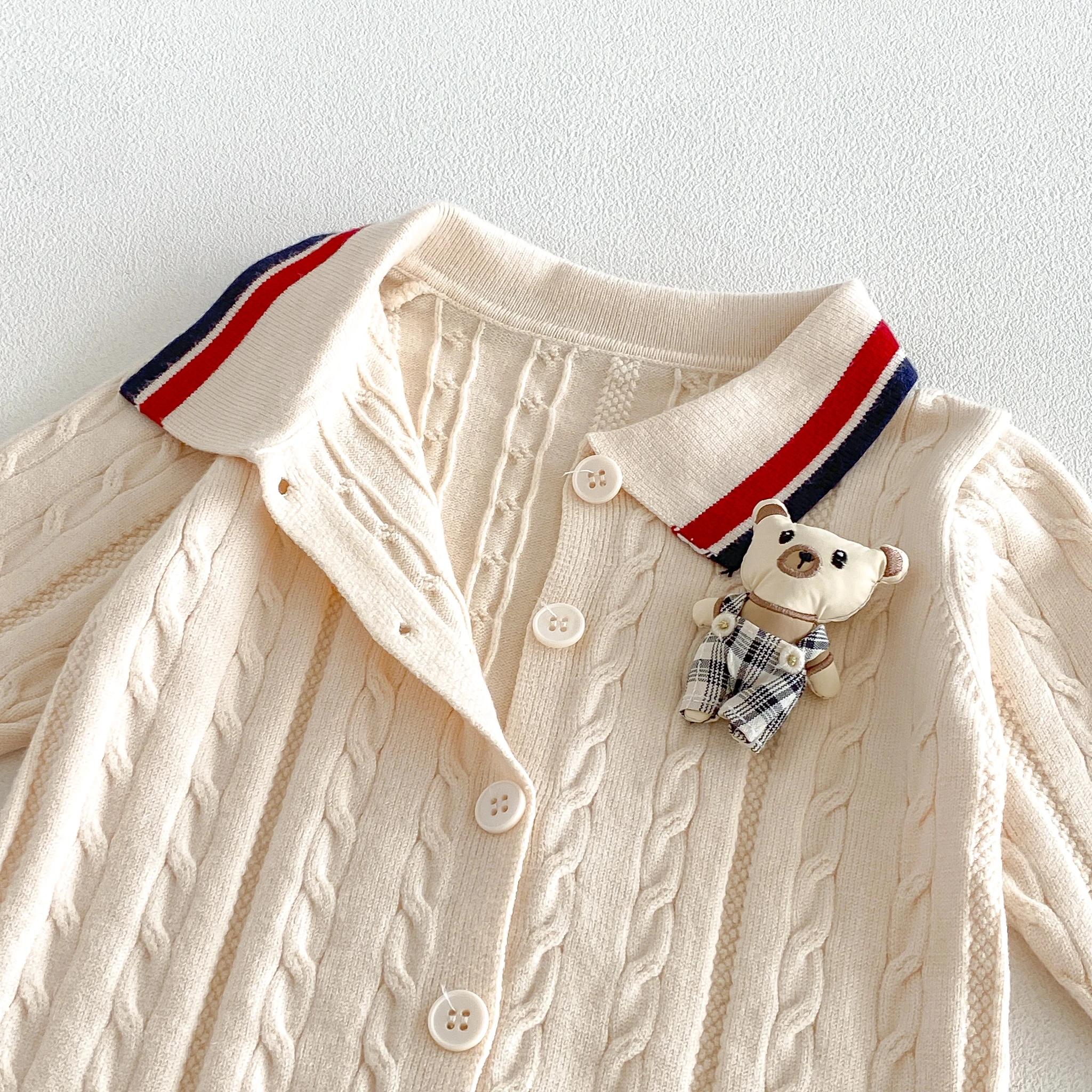 Herbst-/Winter-Babykleidung im koreanischen Stil für Jungen/Mädchen, Strick-Overall im Akademie-Stil für Outdoor-Aktivitäten – Detail 6