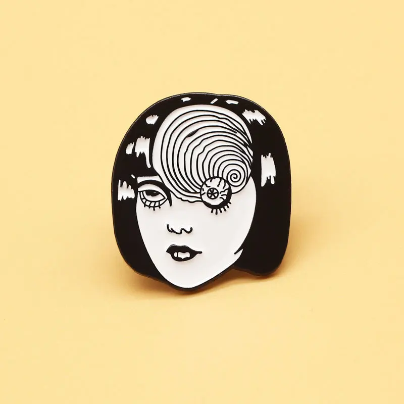 New Junji Ito Cartoon Brooch Japan Anime Metal Enamel Pin Terror Movies Creativity Accessories Children Fashion Gift Badge