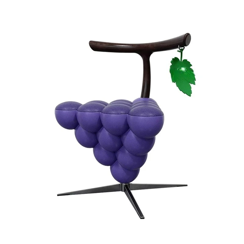 Modern fiberglass single leisure chair bedroom creative grape dressing chair, microfiber leather backrest single