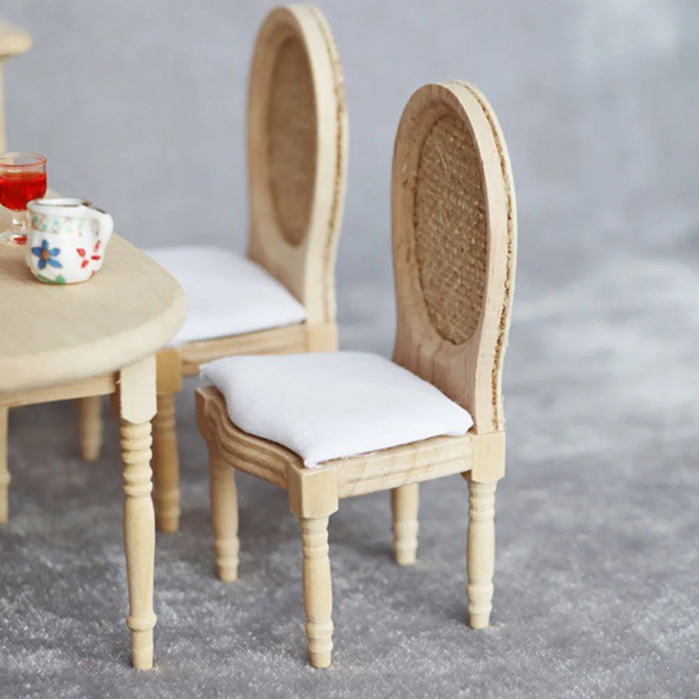 

2Pcs Miniature Wood Chairs Creative Mini House Furniture Decorative Accessories Perfect for Photography Props Micro-Scene