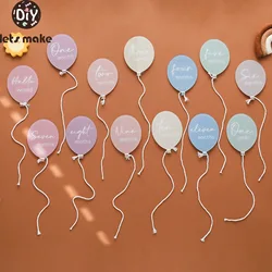 Tarjetas de globos acrílicos para bebé recién nacido, accesorios de fotografía, accesorios de cumpleaños, 12 piezas, 1-12 meses