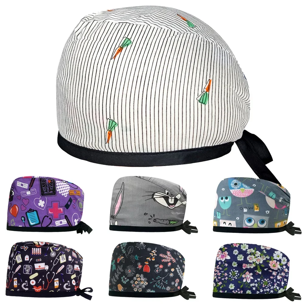 

Hospital General Dentistry Clinic Cartoon Printed Soft Hat Clinical Surgery Antimicrobial Pure Cotton Medical Accessories