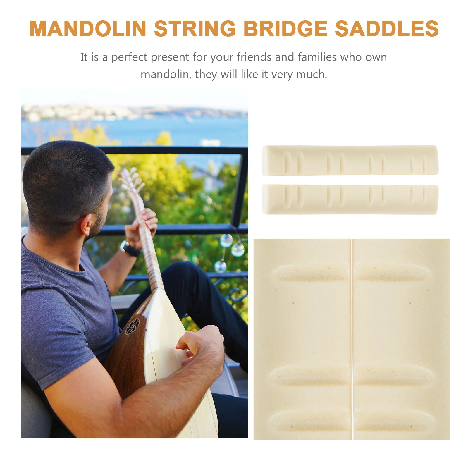 

2pcs Mandolin String Nuts Premium Abs Durable Lightweight Replacement Upgrade Bridge Adjustment Nut Support Saddle Guitar Parts