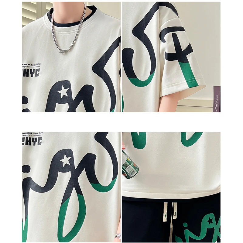

Streetwear Men's Sets 2026 Summer Fashion T-Shirts And Shorts Two Piece Tracksuits Youth Short-Sleeved Top Tees & Pant Clothing