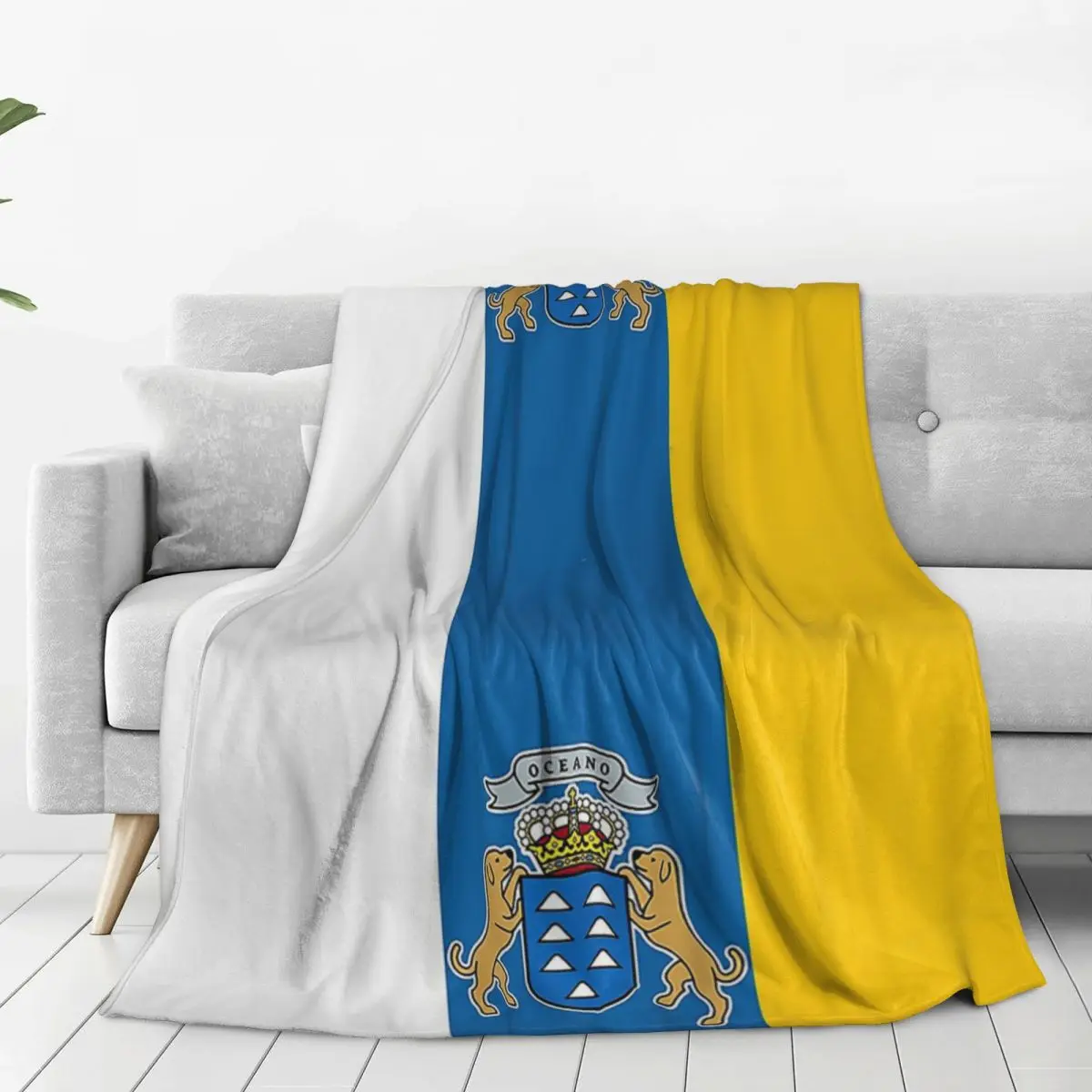 Spain Flag Oceano Canary Islands Blanket Fleece Lightweight Sofa Throw Blankets For Home Bedroom Travel Throws Bedspread Quilt