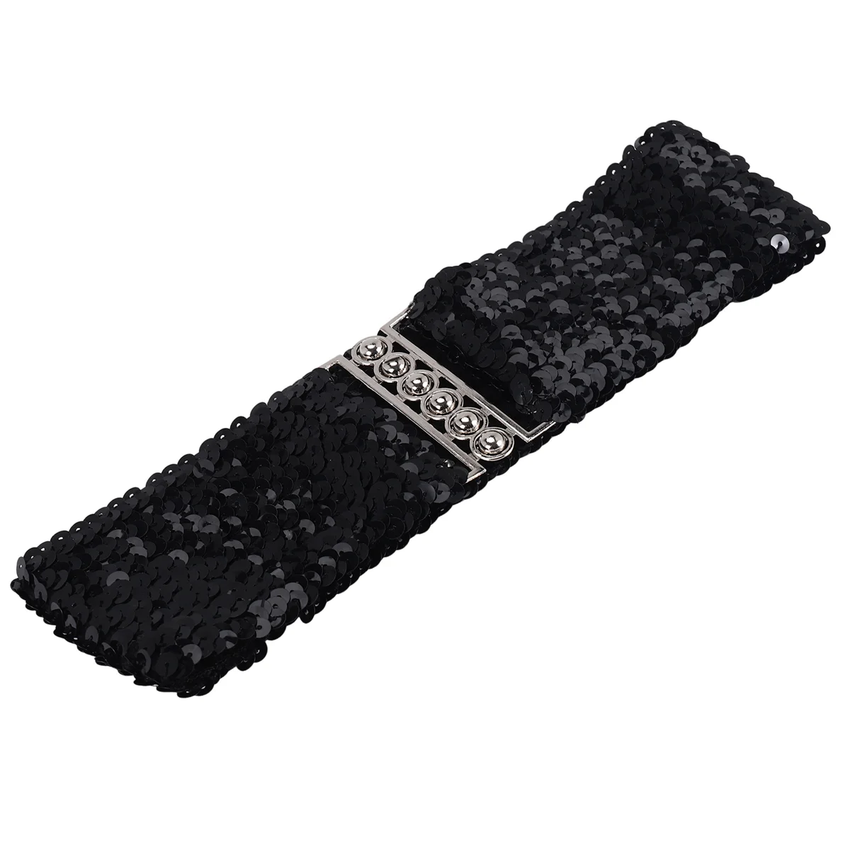 ABQR أسود جديد سيدة الموضة الترتر مطاطا تمتد التسلق الخصر الفرقة حزام عادية