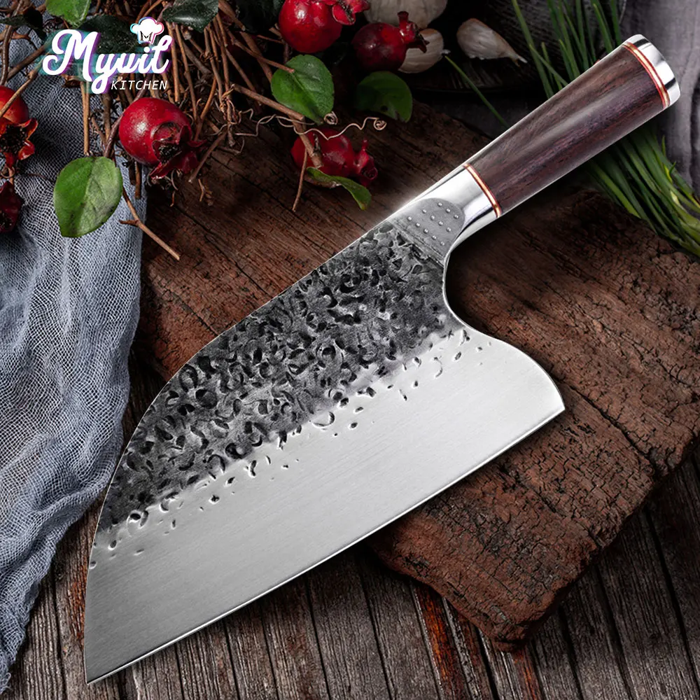 Chef Butcher Knife Handmade Forged Kitchen Knives Chinese Chop Cleaver High Carbon Steel Knife Cooking Tool With Wood Handle