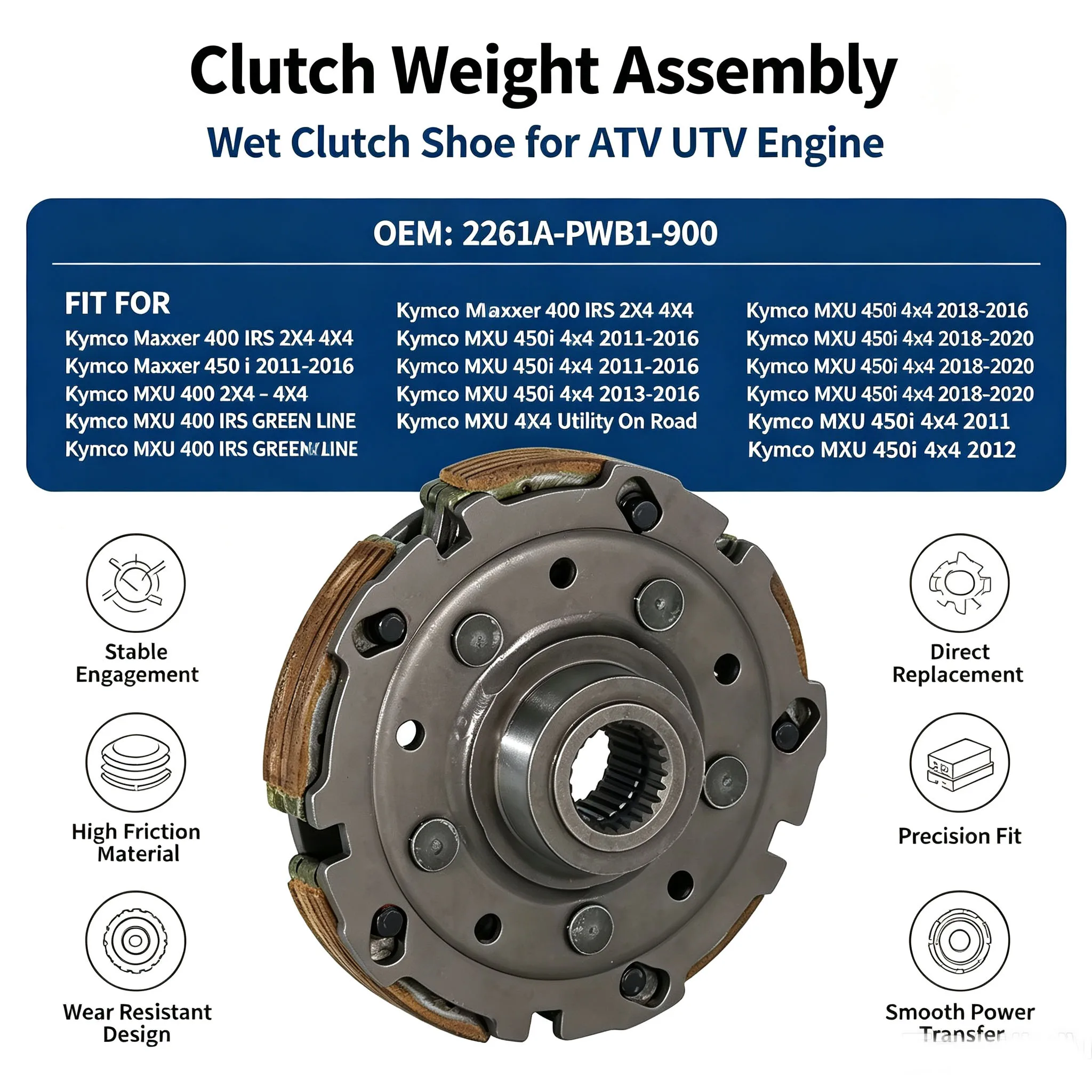 Clutch Centrifugal Block For Kymco Maxxer 400 IRS 2X4 4X4 450 I MXU 400 450i 2X4 4X4 2261A-PWB1-900