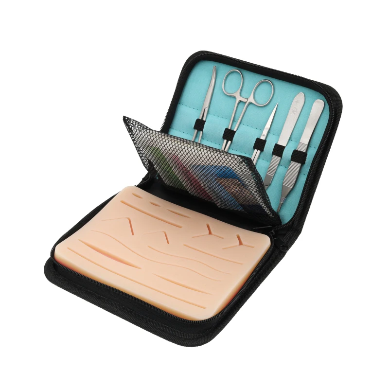 Suture Practice Kit For Medical Students Complete Kit Include Durable Suturing Pad With Pre-Cut Wounds, Tool Kit, Suture Threads
