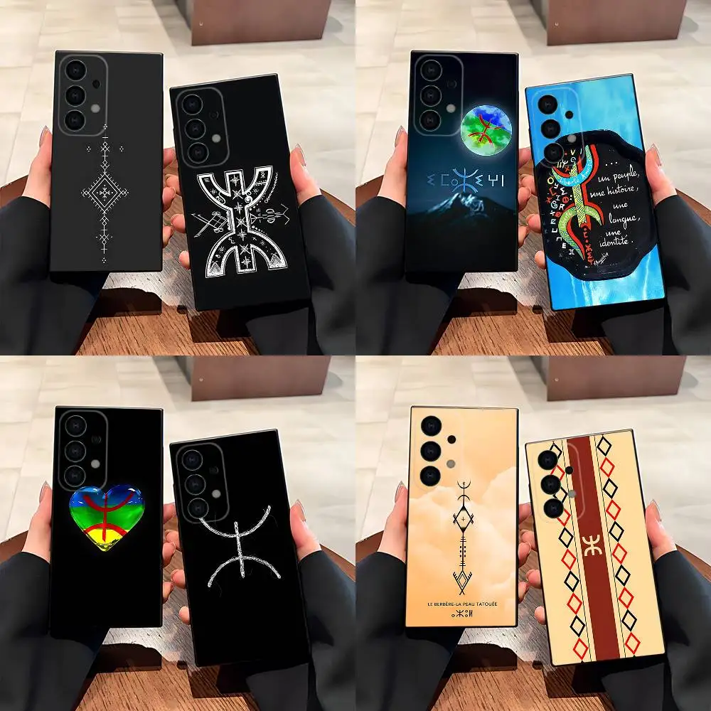 

Berber Flag Symbol Text art Phone Case for Samsung S24 S22 S25 Ultra S9 S20 FE S23 Plus S10 S21 Shockproof Funda Cover