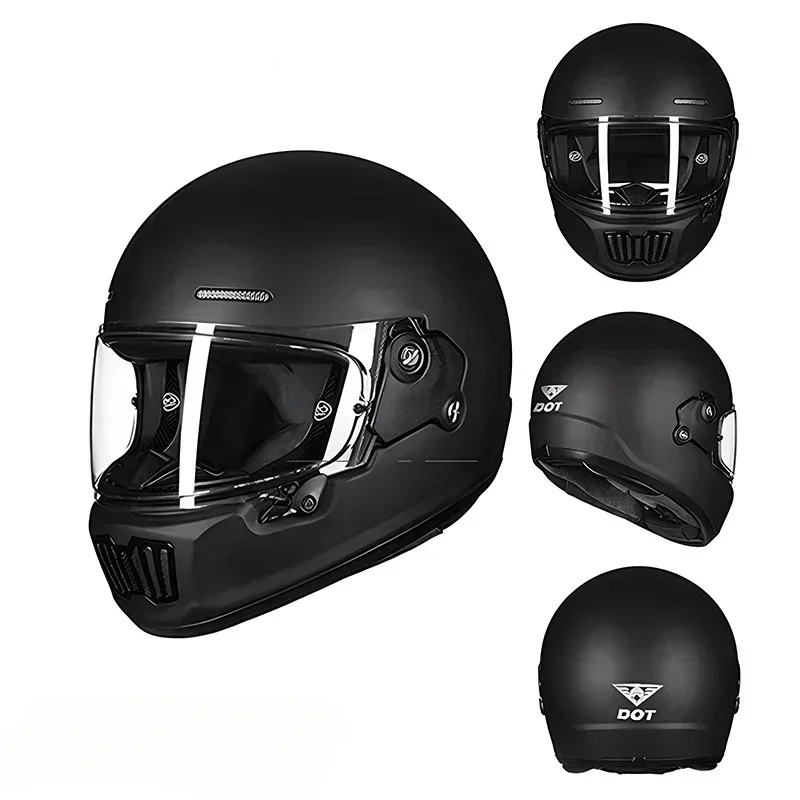 Latest Version Full Face Retro Helmet for Vintage Safety Protection Riding Motorcycle Scooter DOT Classic Four Seasons Universal