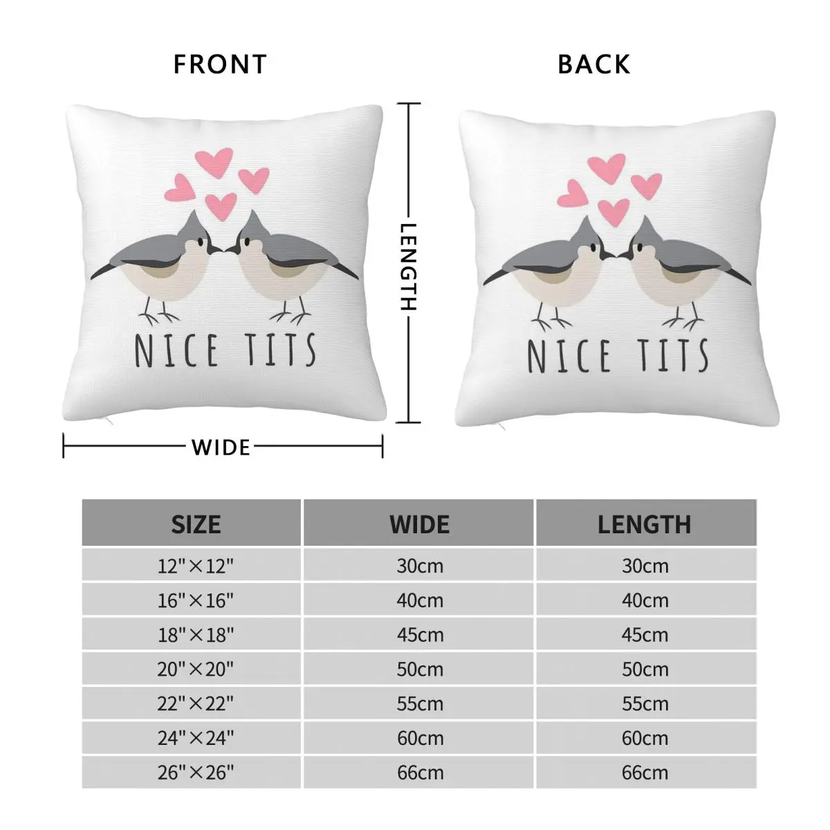 Nice Tit Bird Watching Humor Square Pillowcase Polyester Linen Velvet Pattern Zip Decor Throw Pillow Case Sofa Cushion Cover 18