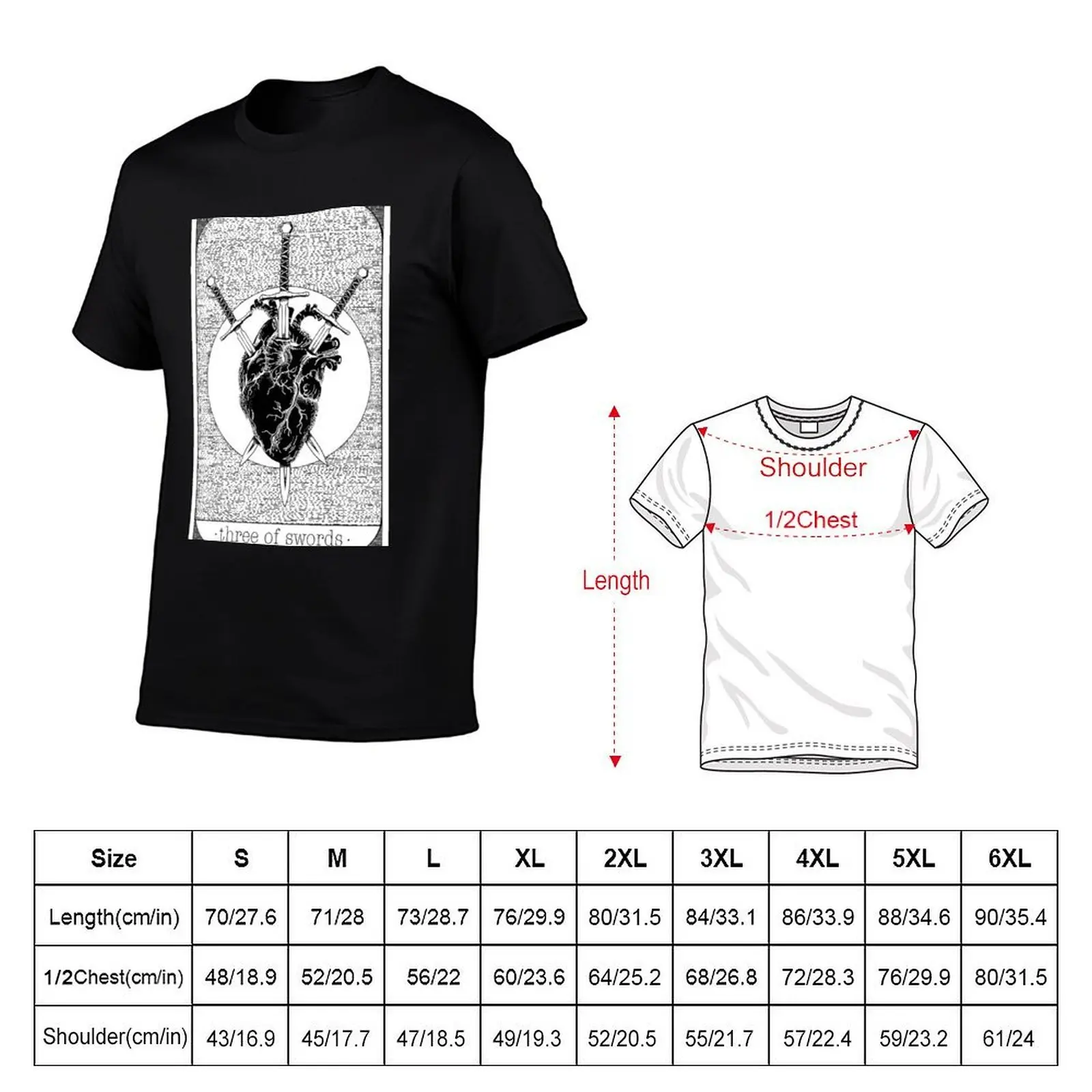 Three of Swords T-Shirt Casual Holiday Short Sleeve Tee