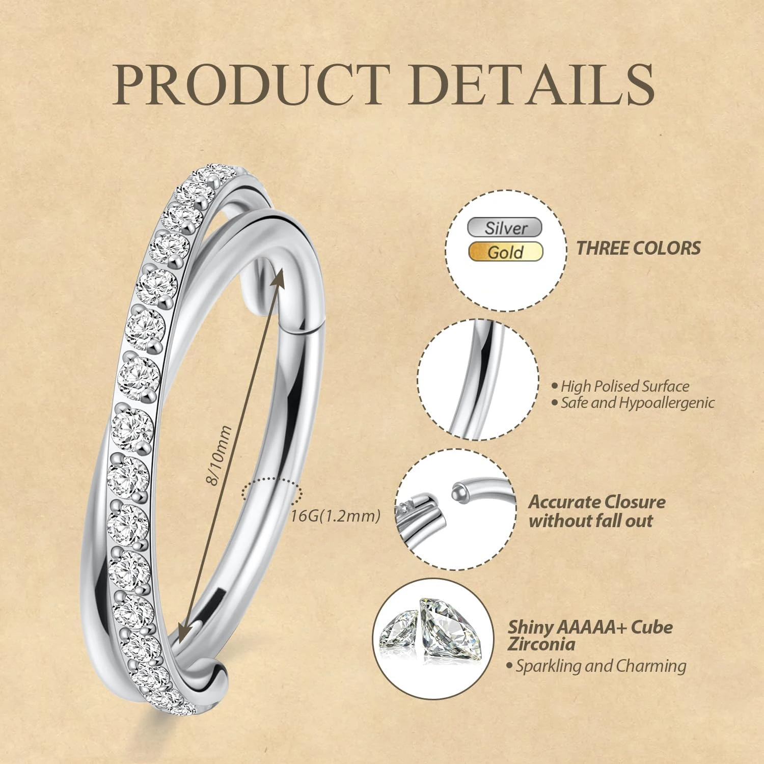 16G Implant Grade Titanium Hin - Septum Clicker Ring 评论和价格