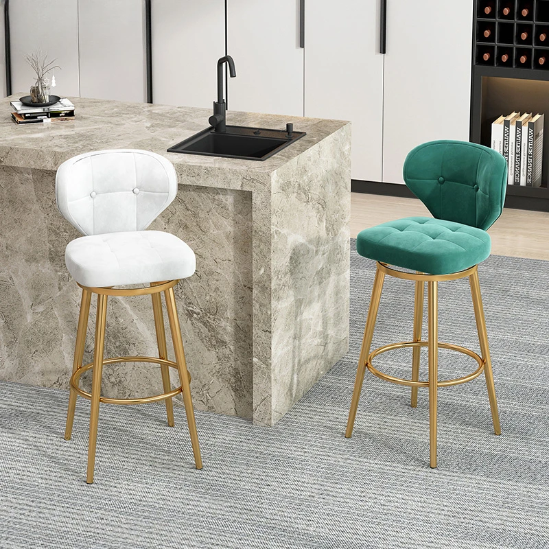 Minimalist Rotating Nordic Bar Stools Reception Manicure Island Kitchen Counter Stools Luxury Backrest Cadeiras Furniture XR50BY