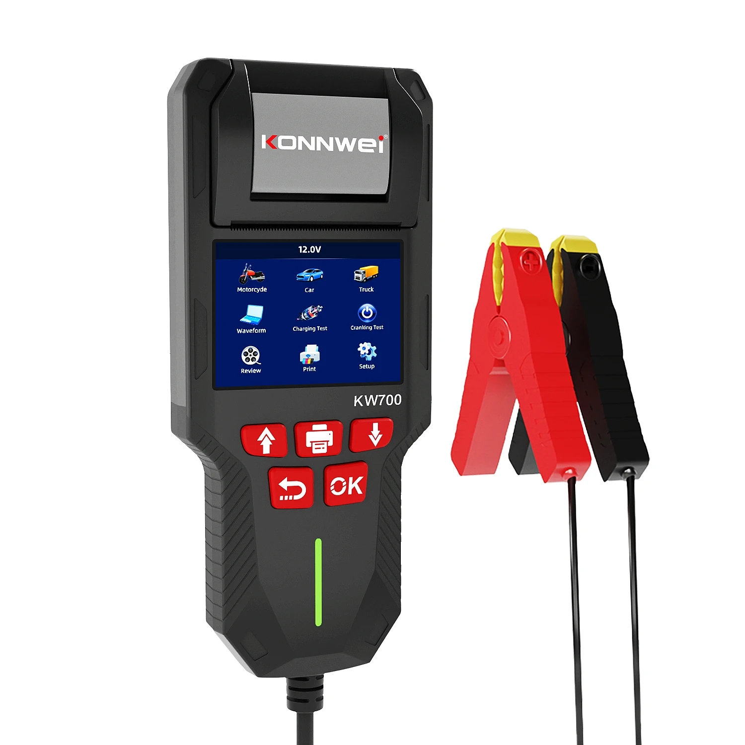 

Оригинальный заводской тестер аккумуляторов KONNWEI KW700 12V 24V с принтером для мастерских и дилеров аккумуляторов