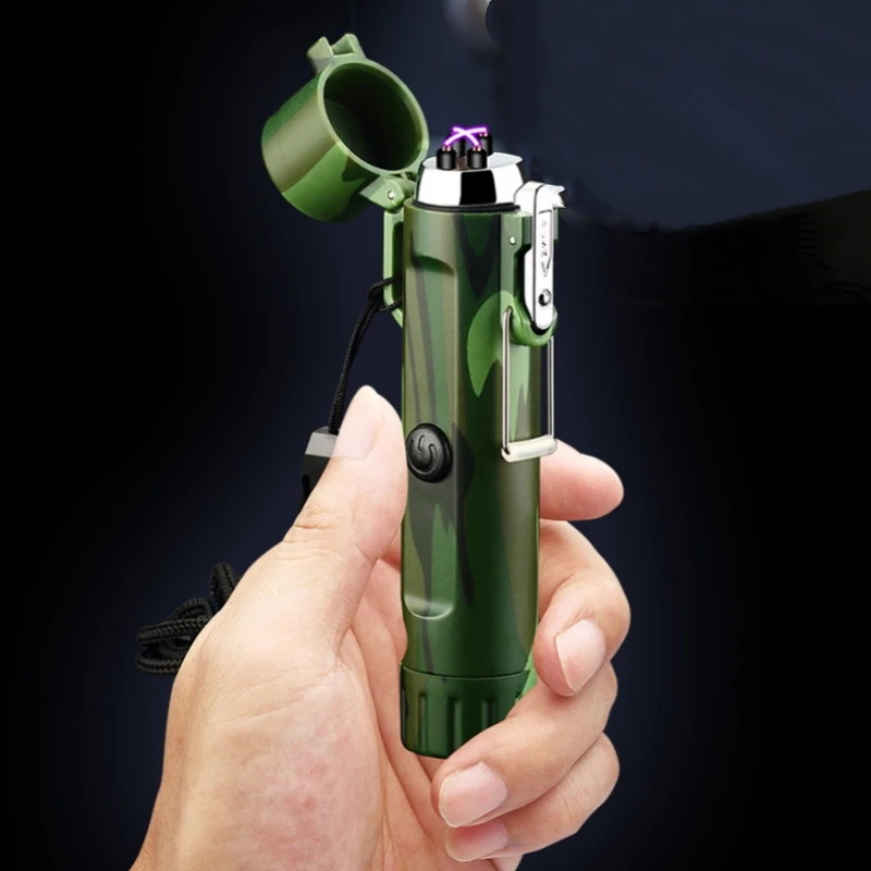 

Outdoor Windproof USB Lighter Electric Lighter Plasma Arc Lighters Cigarette Smoking Accessory Rechargeable Men Gift Waterproof