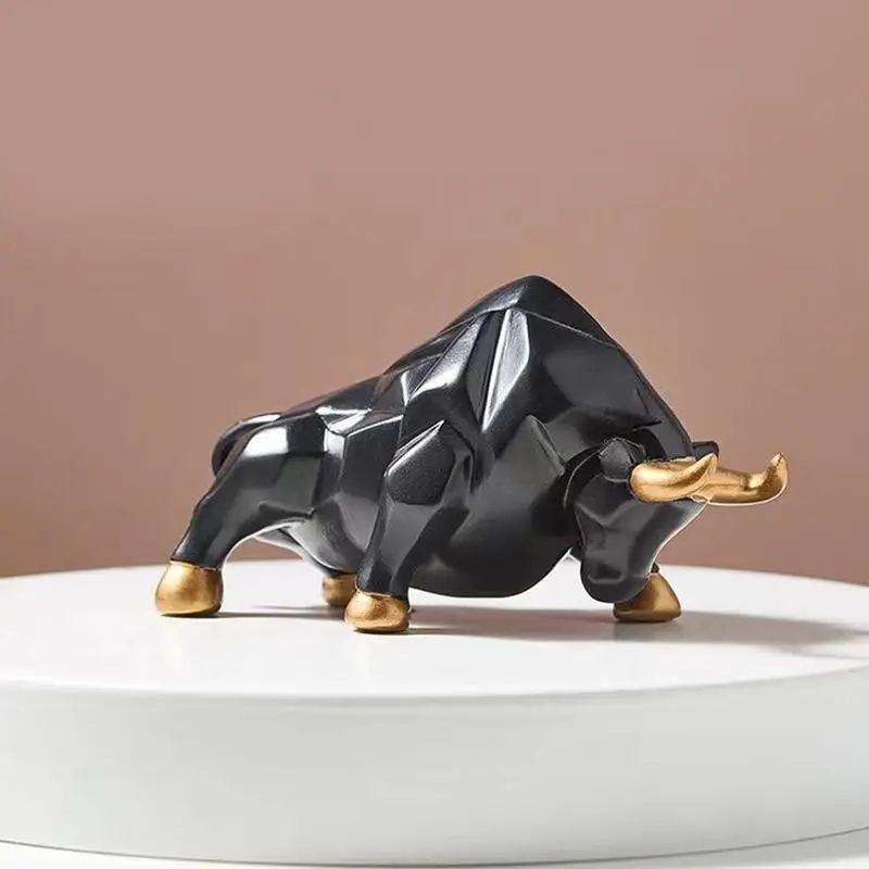 

Статуя быка, геометрический декор в виде быка из смолы, украшение для дома для друзей, семейные офисы, комнаты, настольная тумбочка, книжная полка, стол