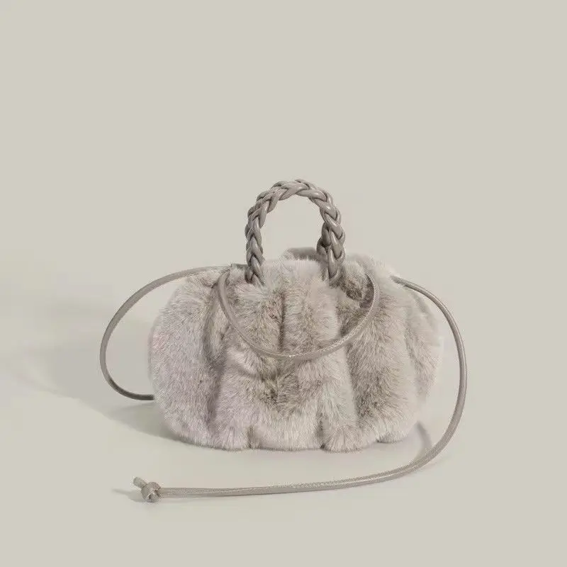 Women Handbags 2023 New Fashionable Delicate Senior Sense Fur Bag Autumn and Winter Portable Temperament Pumpkin Bag