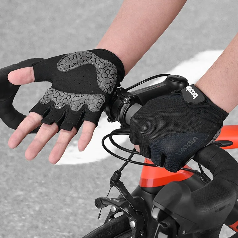 

Cycling Gloves SBR Pad Breathable Fingerless Gloves Shock Absorbtion Non-Slip Bicycle Gloves MTB Silicone Palm Rest