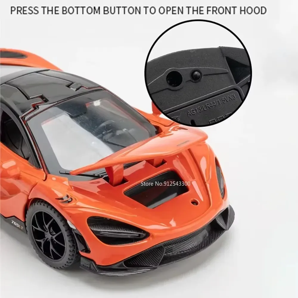 1:32 Bilancia 765LT 720S Giocattolo Modello di Auto In Lega Pressofusa Tirare Indietro Suono Luce Modelli di Veicoli Giocattoli per I Ragazzi Collezione Regalo Di Compleanno