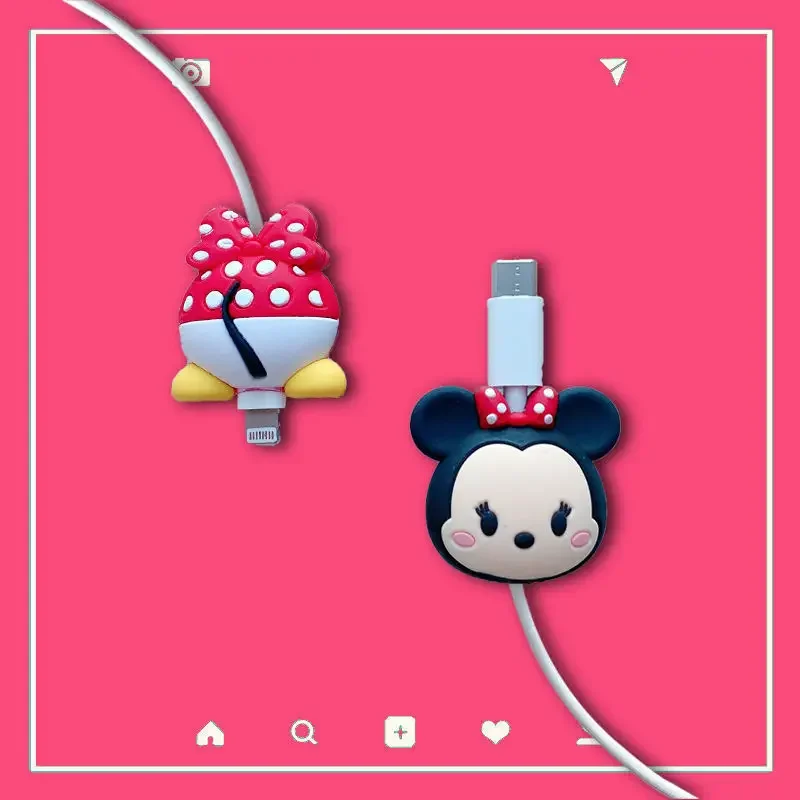 New Mickey Minnie Cable Organizer Data Line Protector For Apple iPhone For Huawei Xiaomi Daisy Anti-break Charging Cable Cas