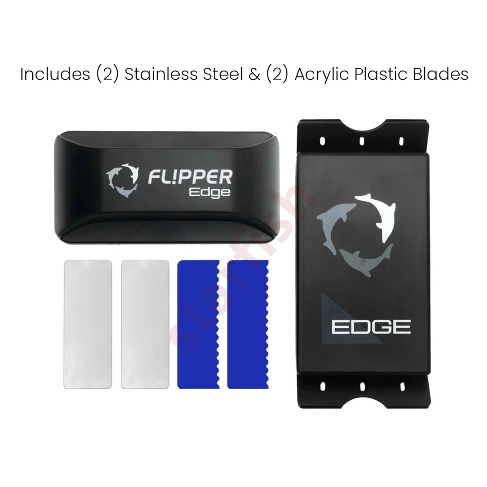 Flipper Edge-Acrylic Fish Tank Aquarium Algae Cleaner with Dual Blades, Standard Max, 2 in 1 Floating Glass, Dual Blades