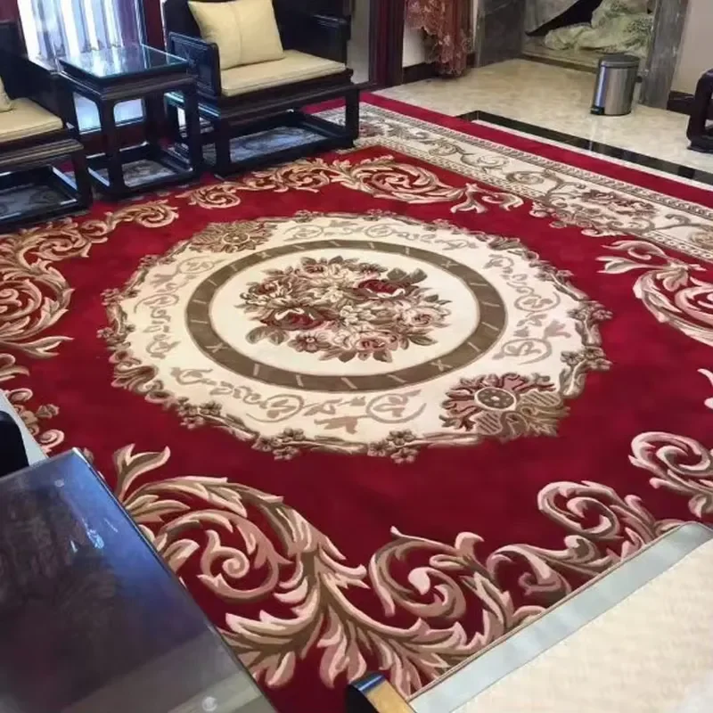 Wool Living Room Carpet Washable Customizable Colorful Wall-to-wall Braided Tufted Handmade Modern Rectangle Medium Pile