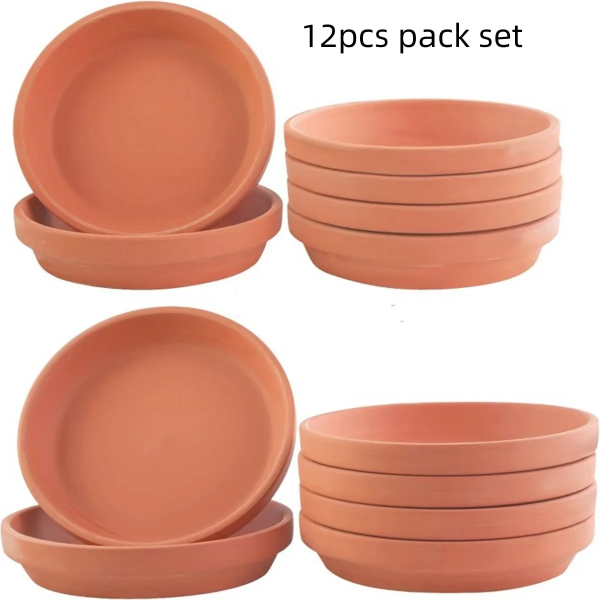 12 Stück kleine Terrakotta-Untersetzer für Pflanzen, perfekt geeignet als kleine Untersetzer aus Ton für Pflanzen, Mini-Rund-Untersetzer für Pflanzentöpfe, passend für 4/4,5/5-Zoll-Töpfe.