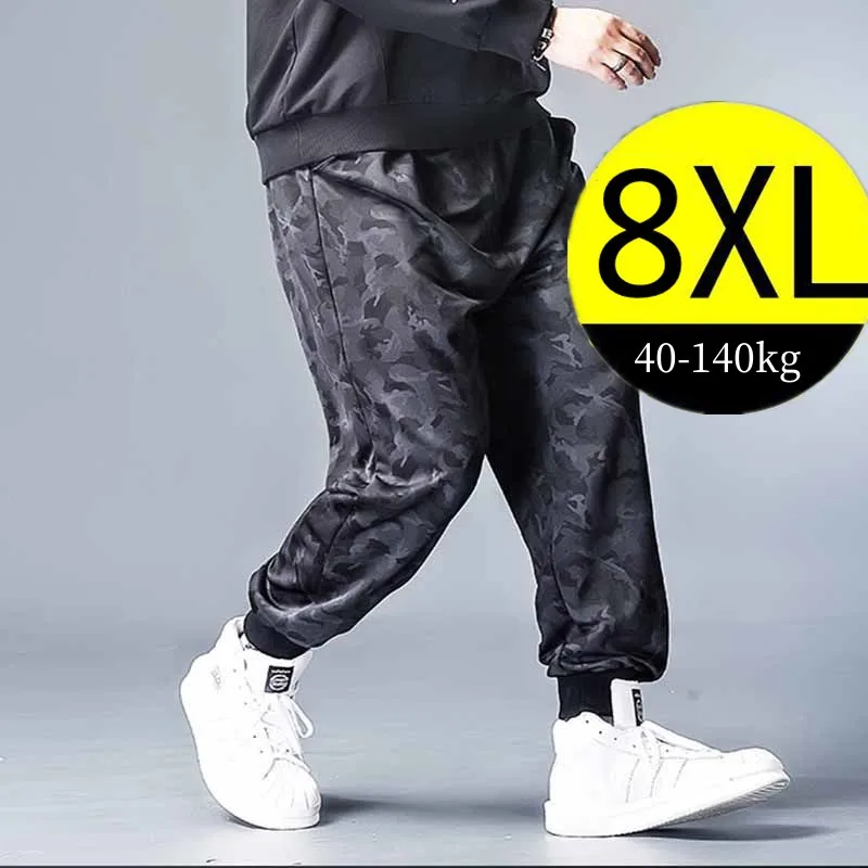 M-8XL plus Size Plus size Sweat pants Men's Fat Lard-bucket Stretch Loose Casual Stain-Resistant Wear-Resistant Camouflage Le...