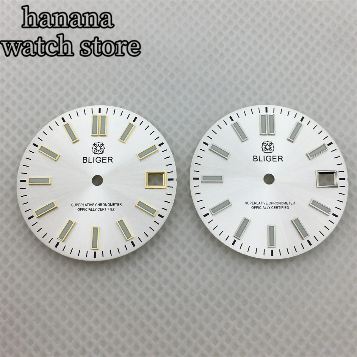 Bliger นาฬิการะเบิด29มม., หน้าปัดสีขาวพอดีกับ NH35 NH36เคลื่อนไหวอัตโนมัติ3 O 'clock แสดงวันที่หน้าต่างสีเขียวเรืองแสง