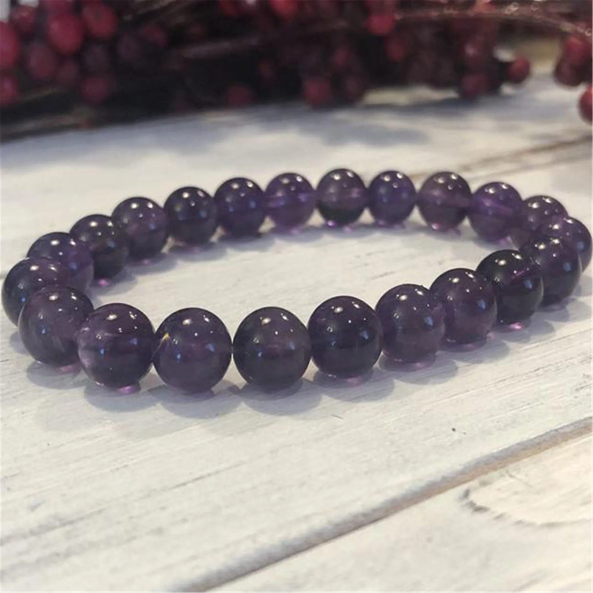 

Natural Grade Amethyst Beads Bracelet Wear Classic Chain Ethnic Jewelry Lovers Wrap Trendy Women Mala