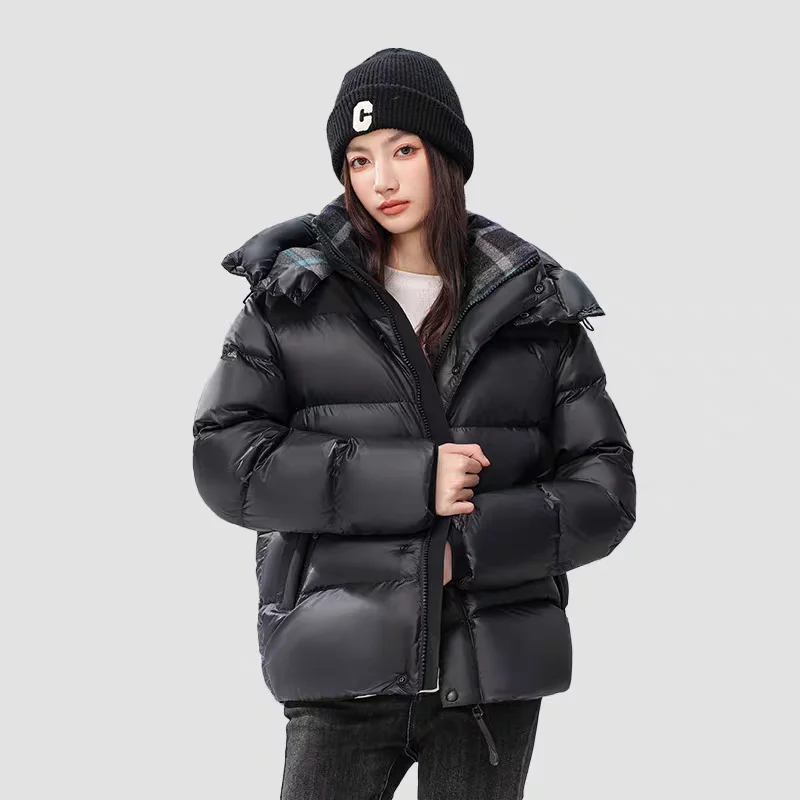 

ex Thiened Du down Jaet Hooded Puffer Coat Korean Sle Winter Outerwear for Men And Women Coupling Hong Kong Sle