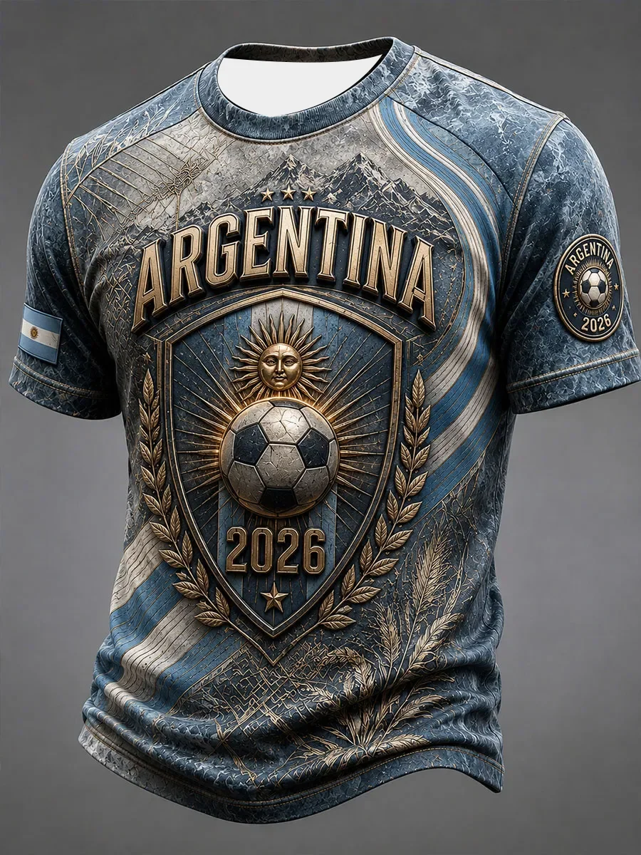 2027 Argentine Fans Football Training T-shirt - 3D Printed - Fashionable and Comfortable - Family-Personalized Clothing