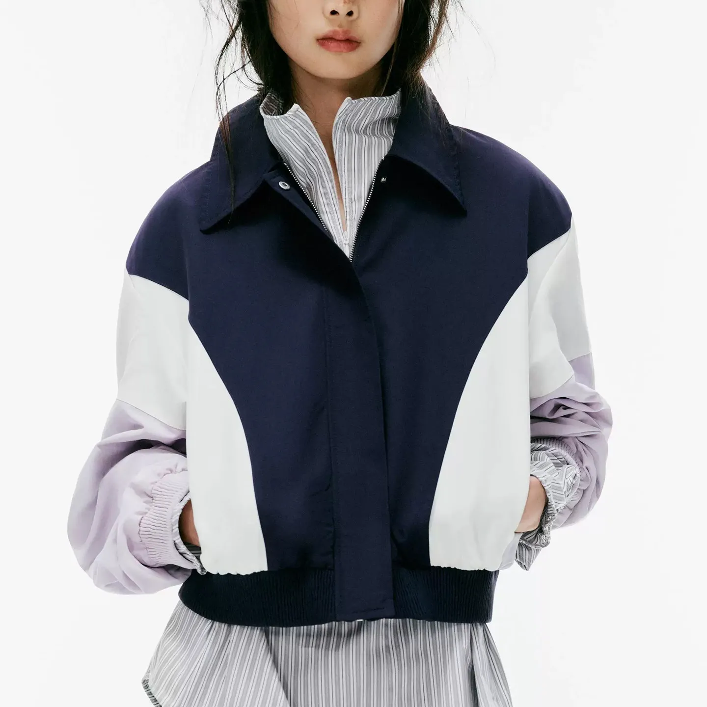 Women's Pilot Jacket Coat Long Sleeve Collar Autumn New Arrival ZADATA Standard Fit Short Outerwear Other Material 100%