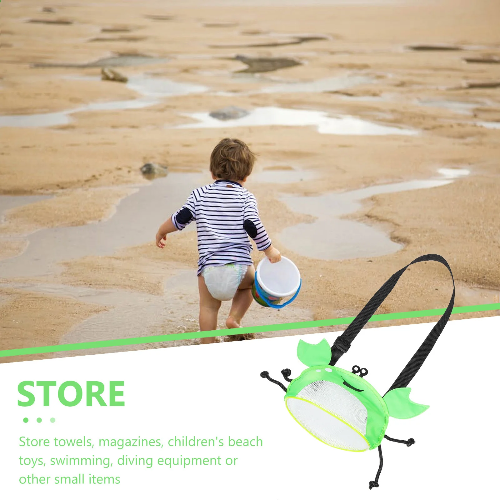 Childrens Shell Collection Bag Waterproof Mesh Portable Beach Tote for Towels Diving Gear Vacation Must Haves Outdoor Use