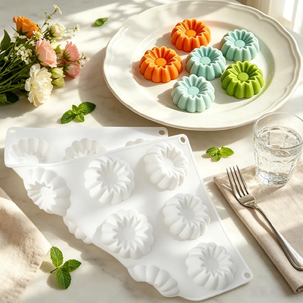 12-Cell Concave Flower Design Cake Decorating Mould Food Grade Silicone Chocolate Mold Kitchen Dessert Tools Silicone Bakeware