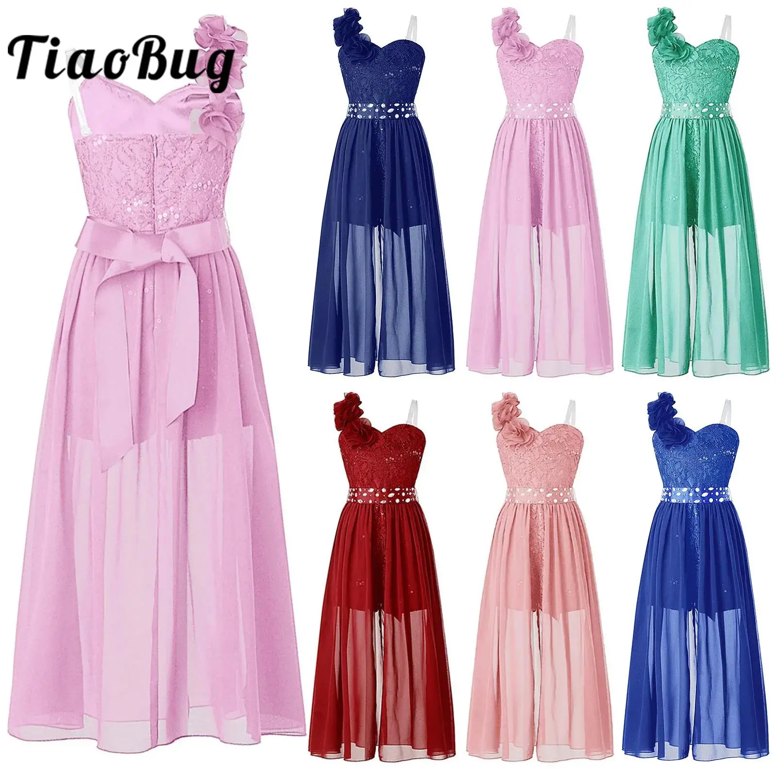 Vestido infantil para niñas, vestido mameluco con diamantes de imitación brillantes, Vestidos de gasa de encaje, Vestidos de fiesta de noche, vestidos de fiesta de boda para dama de honor de cumpleaños